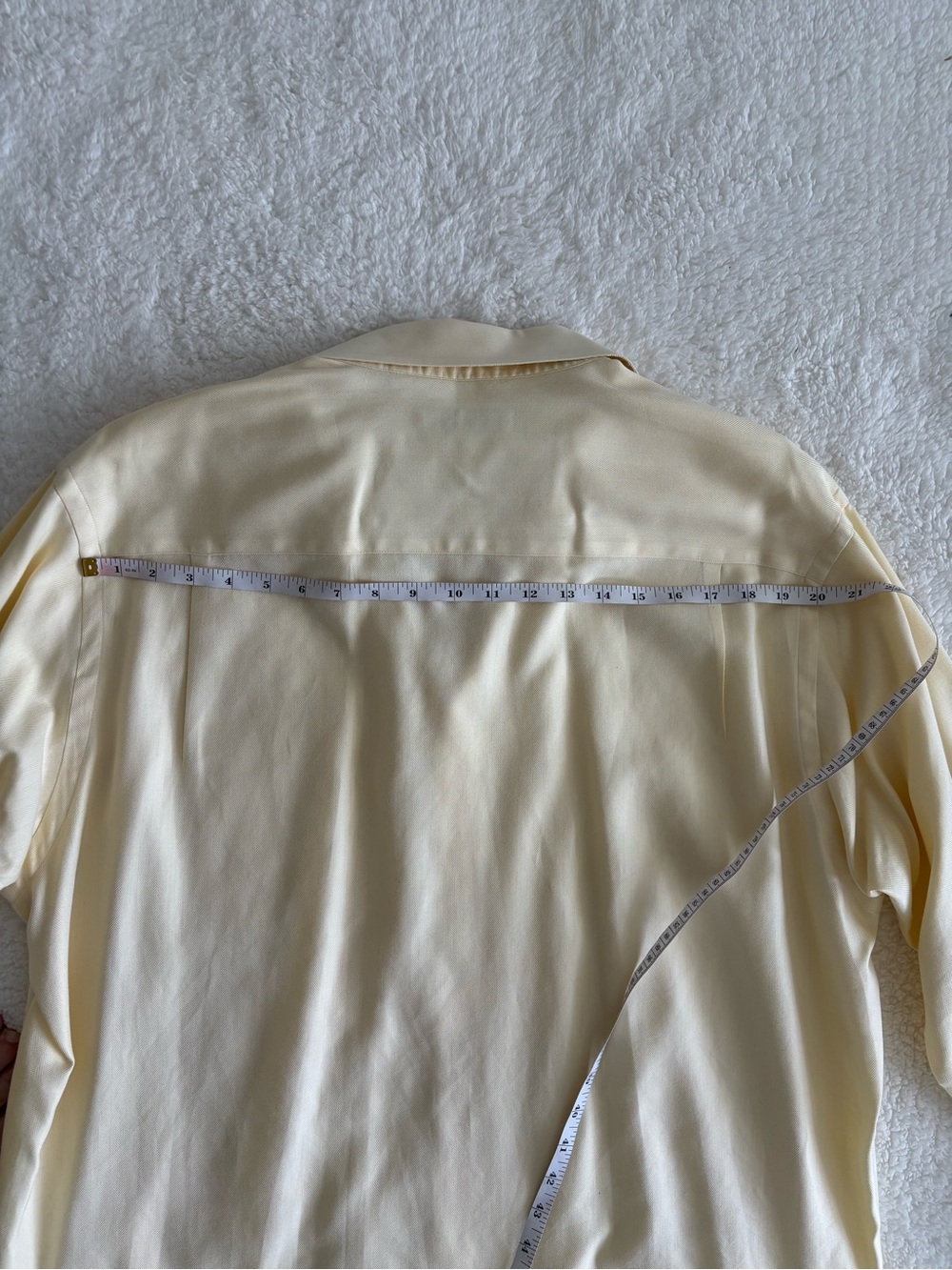 Joseph Abboud Pale Yellow Herringbone Egyptian Cotton Dress Shirt Size 17 34/35 - Picture 5 of 6